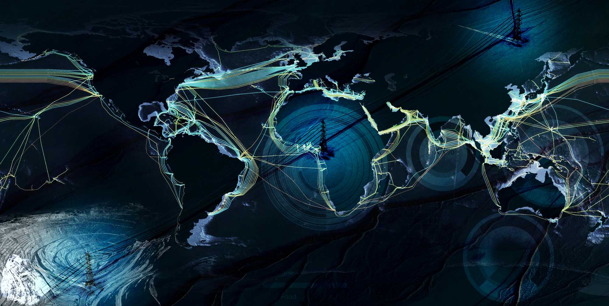 Global map showing the interconnectedness of the internet