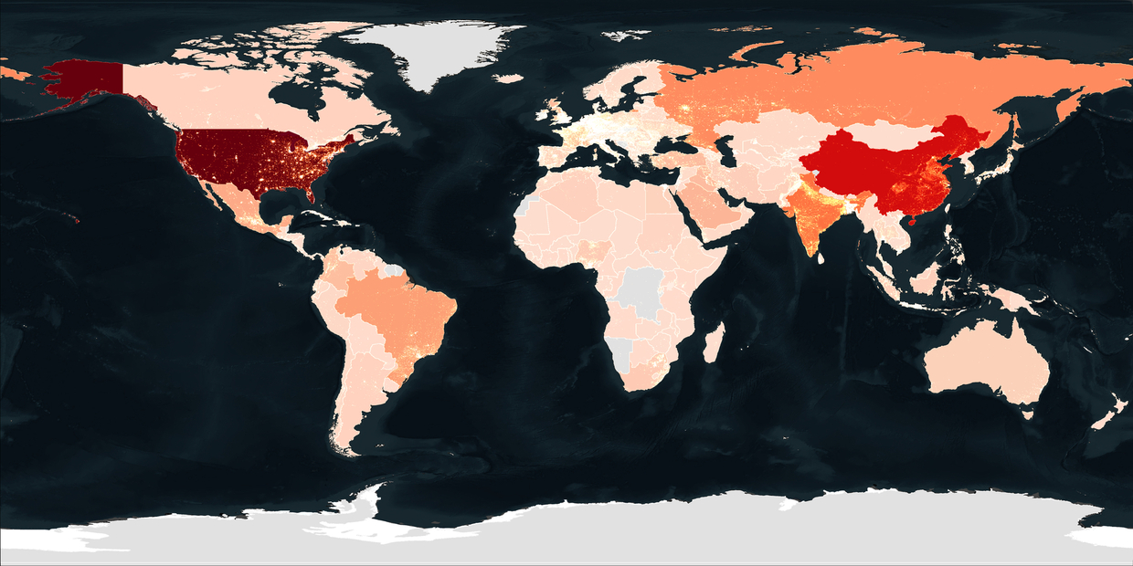 Map of the globe showing the cost of violence in dollars 